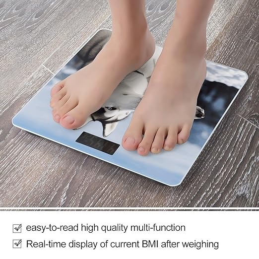 Husky Dogs Bathroom Scale Ultra-Bright Liquid Crystal Screen Weight Scale Accurate Bathroom Body Scales for Body Weight Bathroom Pet Home Bedroom Gift-Giving
