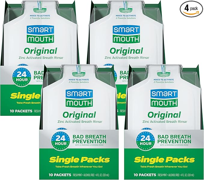 SmartMouth Original Activated Mouthwash Single Packs Travel Mouthwash Fresh Mint 40 Pack