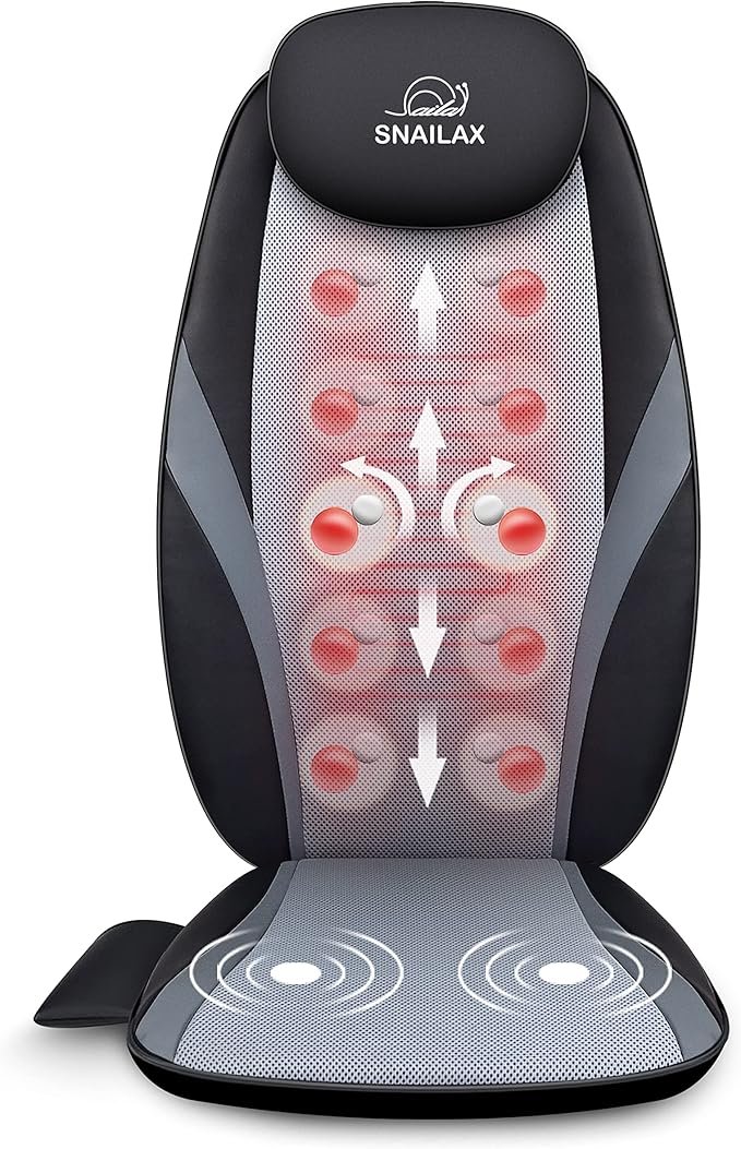 Snailax Shiatsu Massage Cushion with Heat Massage Chair Pad Kneading Back Massager for Home Office Seat use Foot Massager Machine with Heat