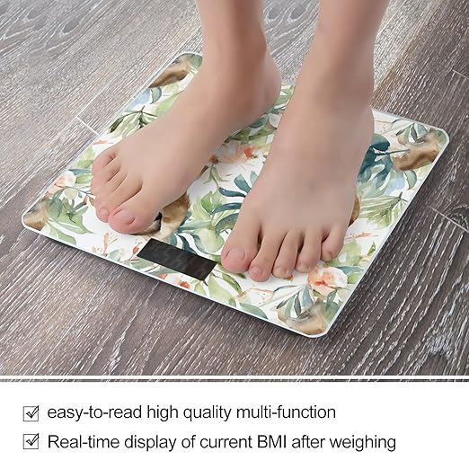Watercolor Sloth Scale for Body Weight Highly Accurate Digital Bathroom Scale Sturdy Tempered Glass Weighing Scales with LCD Display Fashion Body Fat Smart Scales 400lb