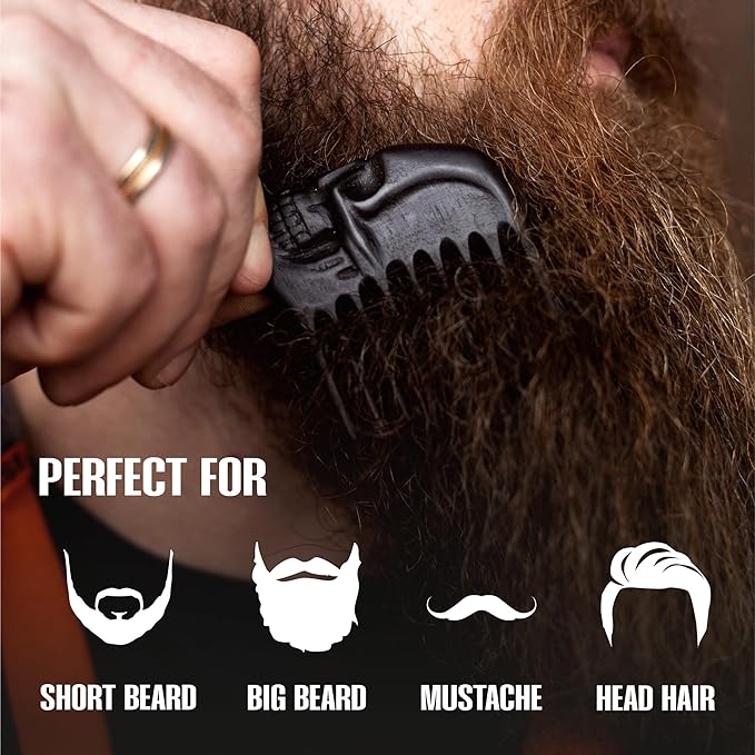 Handmade Wooden Beard Comb for Men Eco-Friendly Natural Wood Anti-Static Beard Grooming Tool Perfect for Styling Detangling &amp Shaping Gentle on Beard &amp Skin Sustainable Gift Idea (Thermograb S