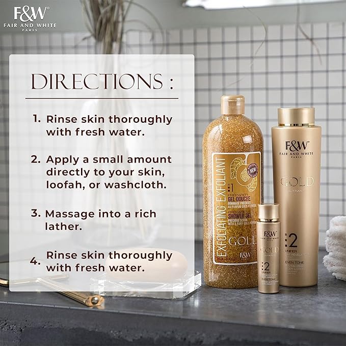 FAIR &amp WHITE Gold Precious Scrub Exfoliating Body Wash 31.8 fl. oz. / 940 ml