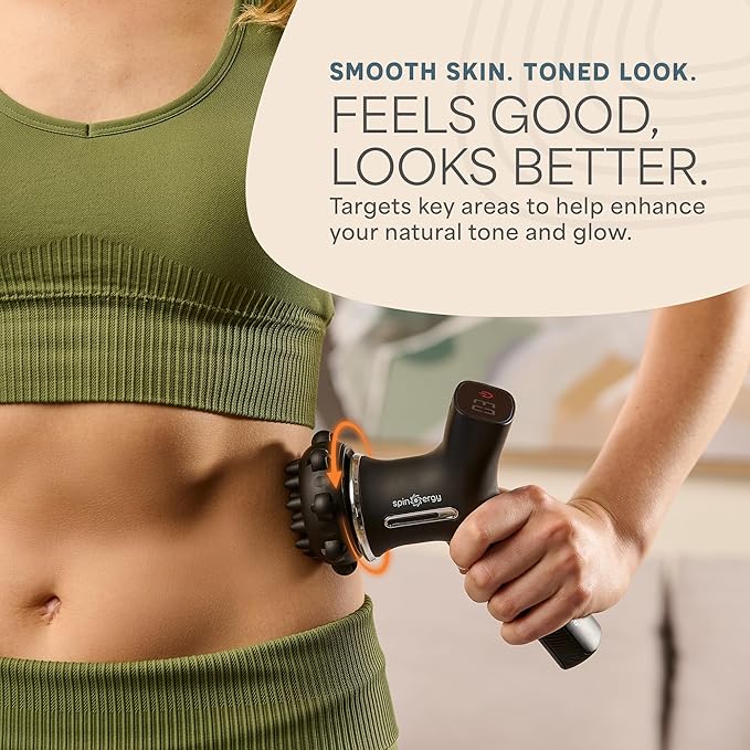 LifePro Lymphatic Drainage Massager – Handheld Cellulite Massager for Legs Thighs Neck &amp More – Spinergy Body Sculpting Massage Gun with Vibration for Muscle Recovery &amp Relaxation – Quiet &a