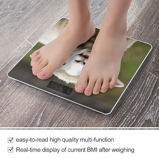Funny Naughty Sheep Tongue Cute Animal Bathroom Scale for Body Weight Bathroom Digital Electronic Weighing Scale with Back Lit LED Display Sturdy Tempered Glass Weight Watchers Scales 400lb