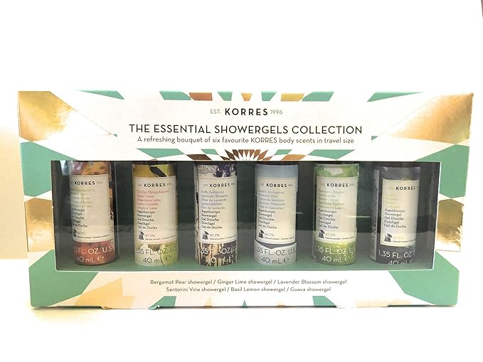 Bergamot Pear Ginger Lime Lavender Blossom Santorini Vine Basil Lemon. Guave Essential Shower Gel 6pc Set 6 x 1.35 Fl Oz