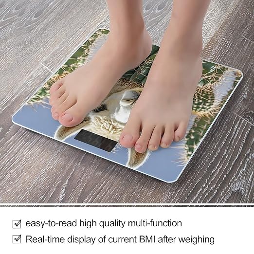 Mexican Llama Cactus Scale for Body Weight Highly Accurate Digital Bathroom Body Scale Digital Bathroom Scales for People Anti-Slip Large LCD Display Smart Scales