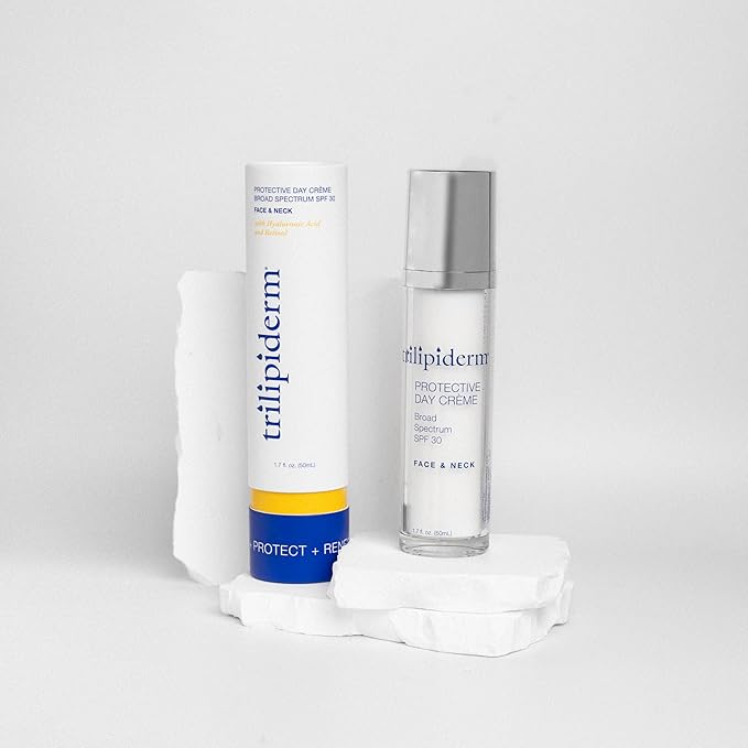 Trilipiderm Beach Lover Bundle - All-Body Moisture Retention Crème &amp Protective Day Crème Broad Spectrum SPF 30 Sunscreen Lotion Set for Face and Body Travel Size