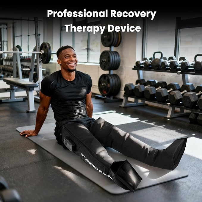 Professional Air Compression Leg Massager for Circulation and Pain Relief Cordless Full Leg Recovery Boots with Dual Controllers Sequential Compression Therapy Machine - Pair L