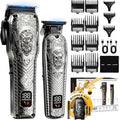 BESTBOMG Professional Cordless Mens Hair Clippers &amp Beard Trimmer Kits &amp SetsMetal Hair Clippers Cutting Grooming Kit with Long Battery Life for Family Barber Use (Gray)