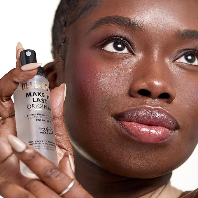 Milani Setting Spray + Primer Make It Last Original - Natural Finish with Niacinamide for Hydration &amp Make It Last Matte- Oil Absorbing Charcoal Formula to Control Shine - 2 Pack