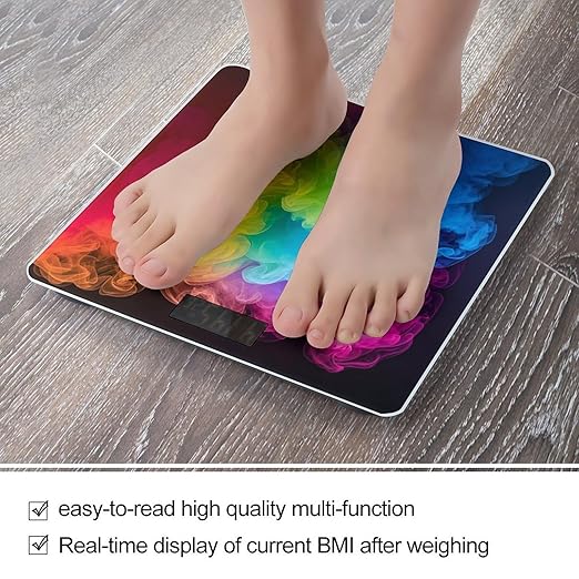Rainbow Smoke Scale for Body Weight Digital Bathroom Scale Toughened Glass High Precision Scales for Body Weight with Large LCD Backlight Display Weight Scales
