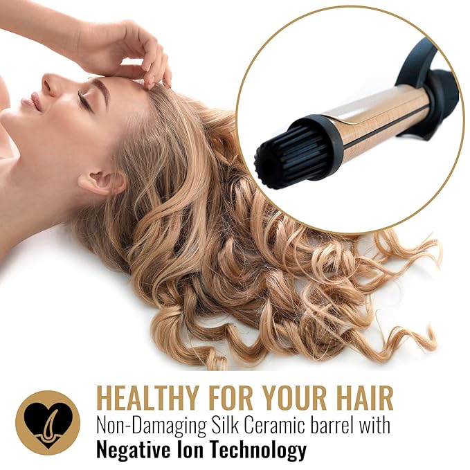 HAI Silk Ceramic Curling Iron for Women - Professional Fast Heating Hair Straightener Curler with Dual Voltage - Wand Curling Iron for Traveling &amp All Hair Types - 1 inch