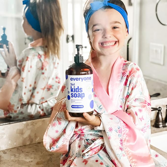 Everyone 3-in-1 Soap Body Wash Bubble Bath Shampoo 32 Ounce (Pack of 2) &amp 3-in-1 Kids Soap Body Wash Bubble Bath Shampoo 32 Ounce (Pack of 2) Lavender Lullaby