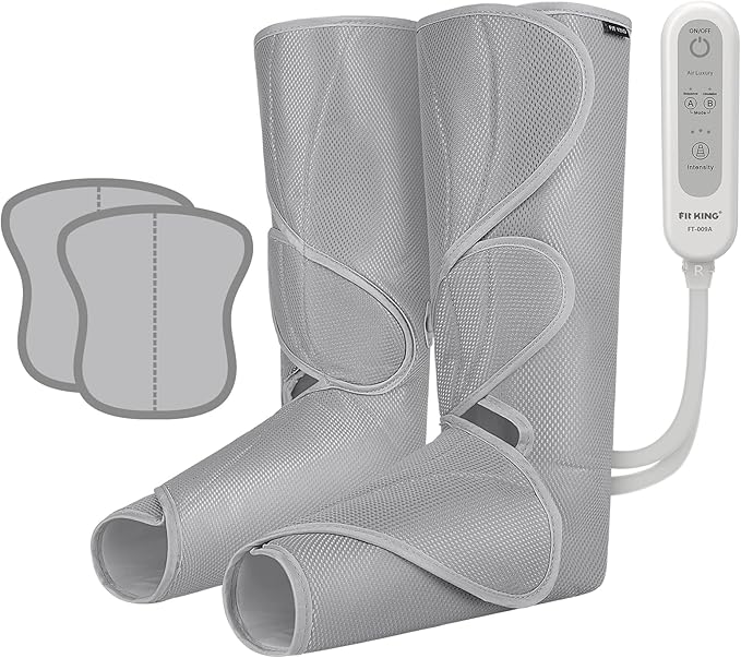 FIT KING Air Compression Leg Massager Pneumatic Compression Boots for Circulation &amp Pain Relief Swelling Edema RLS - Foot and Calf Massager Gift for Mom Wife