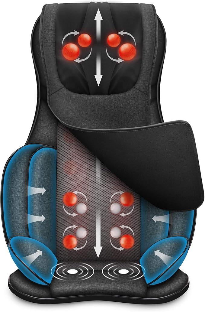 Snailax Shiatsu Air Compression Back Massager Foot Massager Bundle Massage Chair Spot Massage for Neck and Back Vibration Massage Seat Cushion