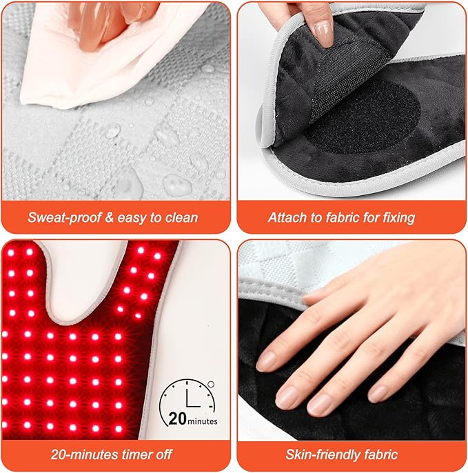 Red Light Therapy for Neck and Shoulders 3-in-1 LED Bead 660nm&amp850nm Infrared Light Therapy Belt for Neck Waist Back with Timer Remote Control Wearable Suitable for Home and Office Use