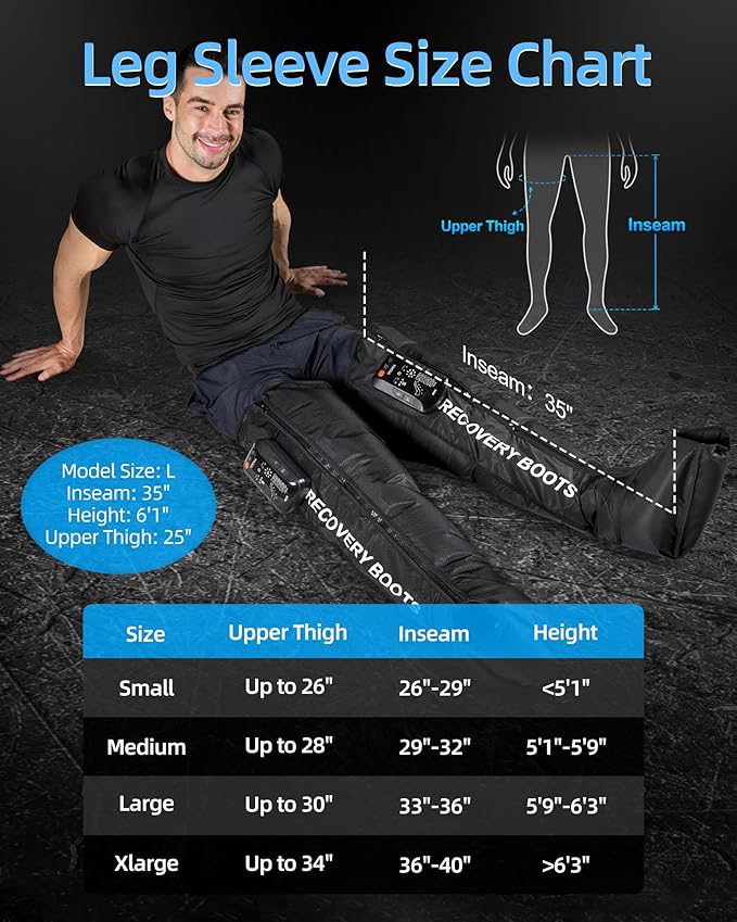 Leg Massager with Heat and Compression: Cordless Recovery System for Improved Circulation Professional Foot Massage Boots with 5 Massage Areas 8 Intensities(Only Single Leg)-Medium