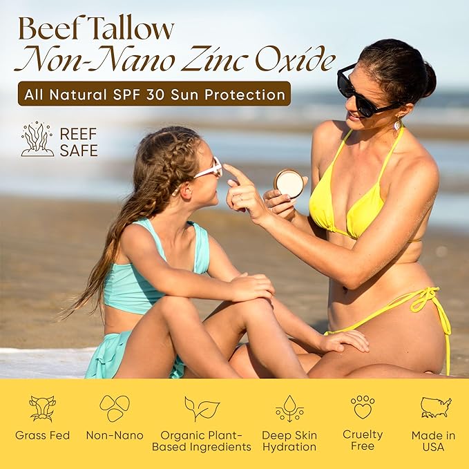 Eat My Face 2 Beef Tallow Sunscreens SPF 30 &amp 2 Beef Tallow Soaps Bundle Organic Sunscreen for Face with Non Nano Zinc Oxide Citrus Bergamot Soap Bar Moisturizing Handmade Tallow Soap