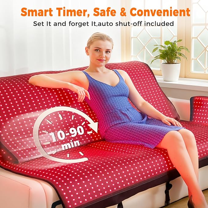 2570 LEDs Dual Full Body Red Light Therapy Mat Red Light Therapy Blanket 2570pcs 2in1 LEDs(660nm&amp 850nm) Premium Leather Adjustable Timer &amp Intensity