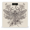 Hand Drawn Floral Dragonfly Scale for Body Weight Highly Accurate Digital Bathroom Scale Sturdy Tempered Glass Weighing Scales with LCD Display Fashion Body Fat Smart Scales 400lb