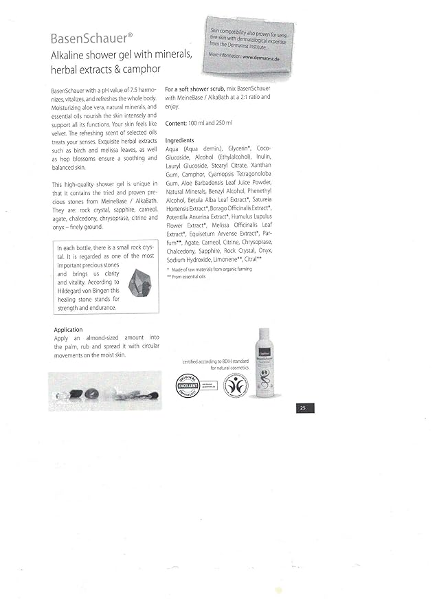 Dr. Jentschura Basenschauer Alkaline Shower Gel with Minerals and Essential Oils