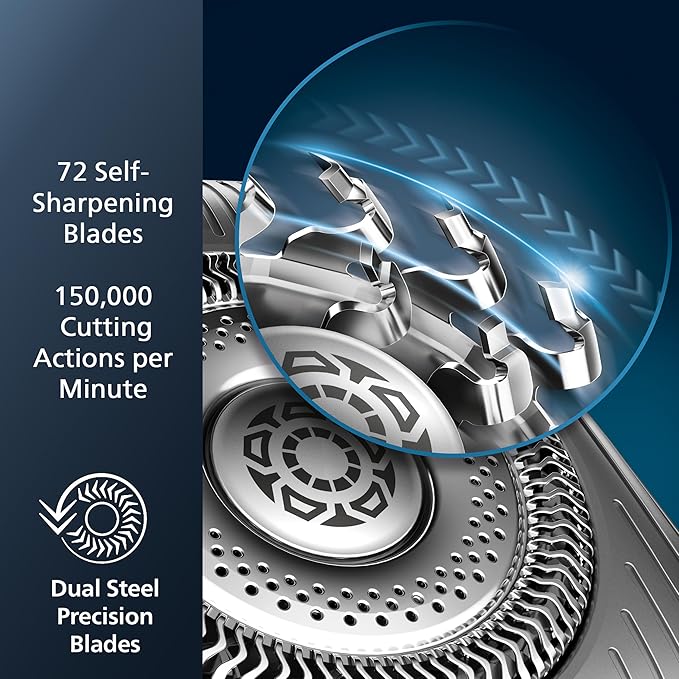 Philips Rechargeable Wet/Dry Electric Shaver Series 9000 with SenseIQ and Comfort Glide Ring Technology Battery Powered Silver