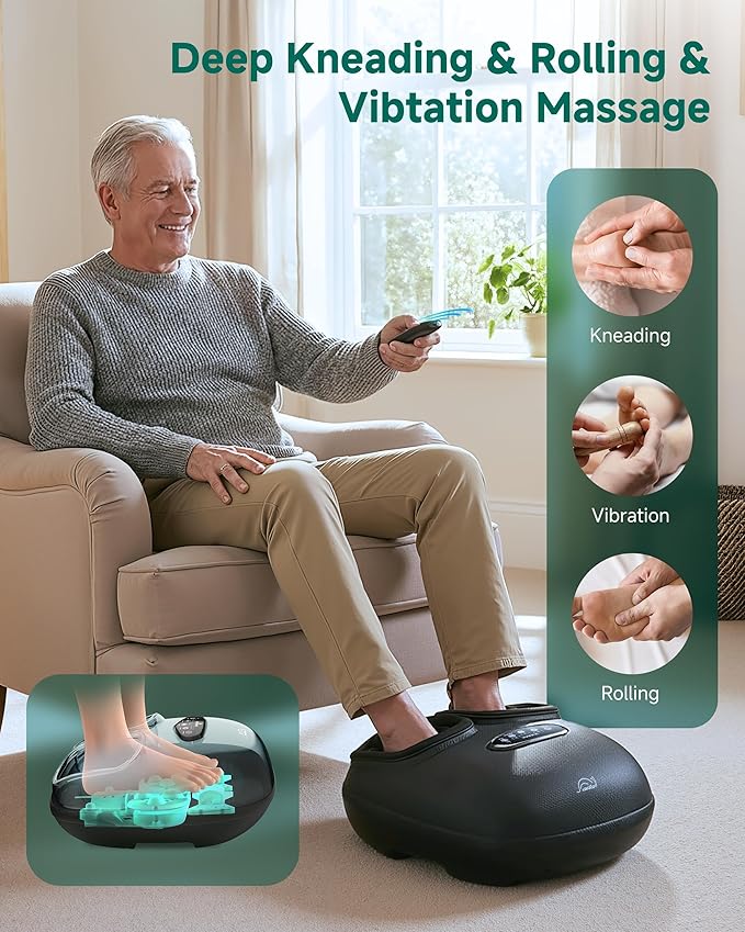 Snailax Shiatsu Foot Massager with Heat Deep Kneading Compression Vibration Electric Feet Massage Machine for Plantar FasciitisNeuropathyFoot WarmerRemote ControlSize 13Mother's Day Gifts
