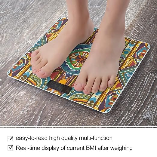 African Style Textile Pattern Scale for Body Weight Smart Scales Digital Bathroom Scale High Precision Weighing Scales with Large Display Weighing Machine for People