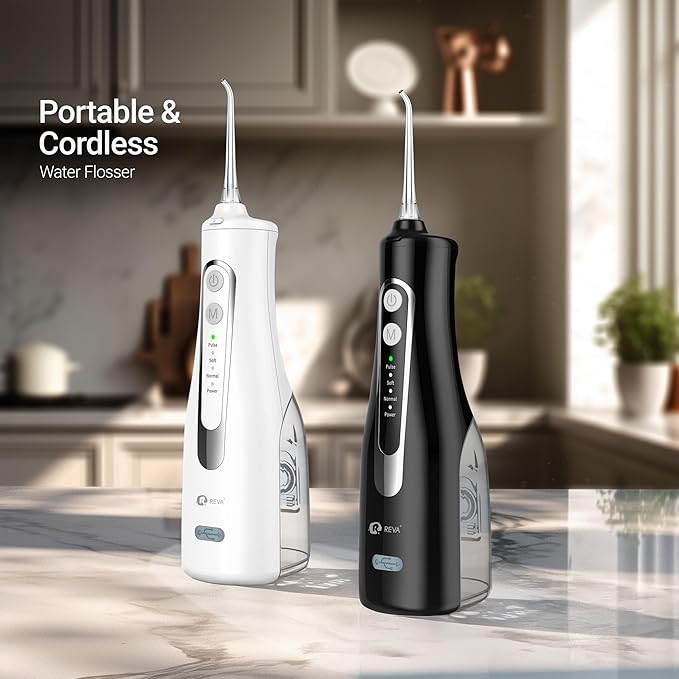 Cordless Oral Irrigator Water Flosser for Teeth Gums &amp Braces - 4 Modes 300ML Tank 360° Rotatable Nozzle IPX7 Waterproof USB Rechargeable 2000mAh Battery for Home &amp Travel (M149 Pro - Bla