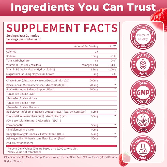 GREENPEOPLE Menopause Supplements for Women Gummies - 16-in-1 Dual Action Menopause Relief W/Black Cohosh Vitex Beef Organs for Hormone Balance Hot Flashes Night Sweats &amp Mood 60 CT (2 Packs)