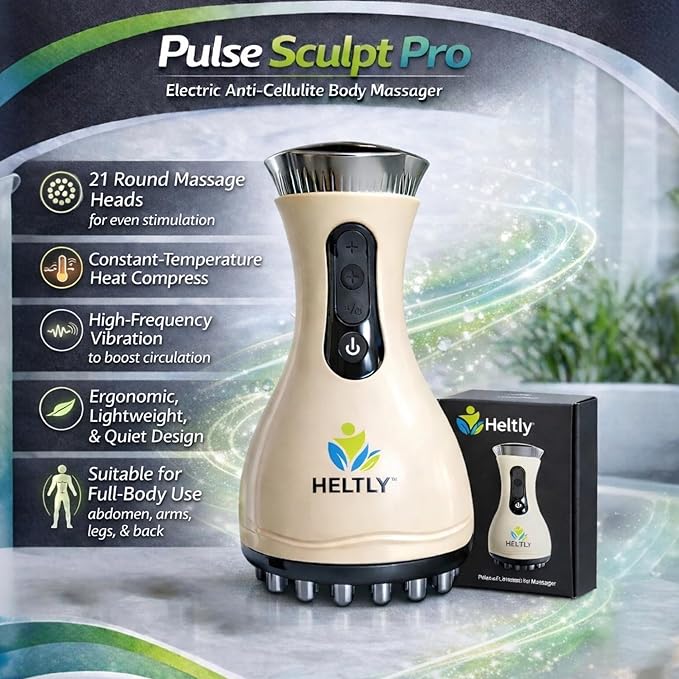 Pulse Sculpt Pro Electric Body Massager with Heat &amp Vibration – USB Rechargeable Full Body Massage Device with 23 Massage Heads for Muscle Relaxation &amp Skin Appearance Improvement
