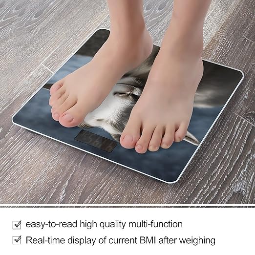 Goat Bathroom Scale Large LCD Backlight Display Digital Scale Rounded Corners Body Scales Automatic Power On/Off Bathroom Scales for Home Bedrooms