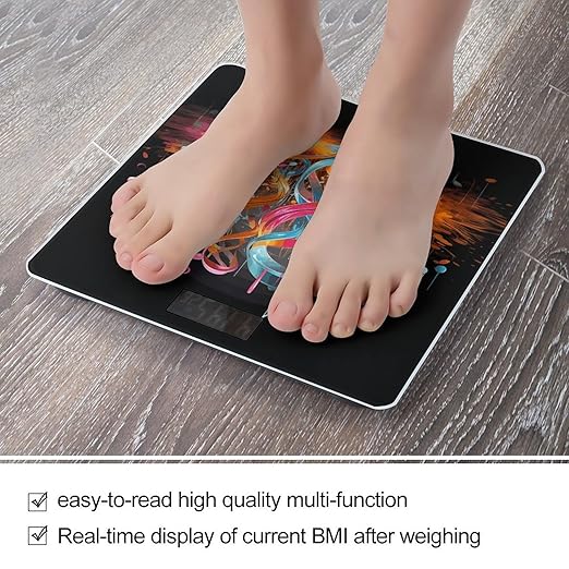 Colorful Musical Note Bathroom Scale for Body Weight Bathroom Digital Electronic Weighing Scale with Back Lit LED Display Sturdy Tempered Glass Weight Watchers Scales 400lb