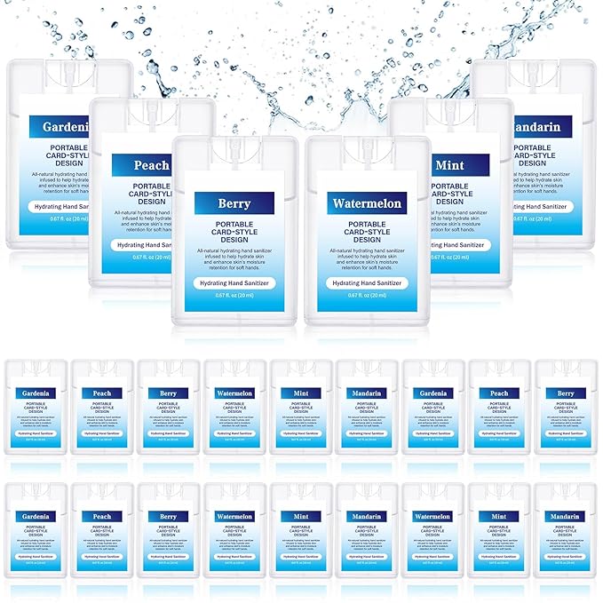 24 Pack Hand Sanitizer Spray Bulk Scented Mist Hydrating Sanitizers Travel Size Refillable Moisturizing Formula Everyday Hand Cleaning Pocket Spray for Employee Appreciation Week Gift Women Men Office