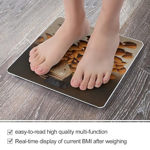 Almonds and Jars Scale for Body Weight Accurate Digital Bathroom Scale Toughened Glass High Precision Scales Smart Weight Scales with Large LCD Backlight Display Weighing Machine