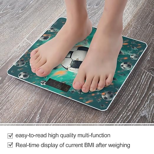 Soccer Scale for Body Weight Precision Bathroom Weighing Scales with Back Lit LCD Display Sturdy Tempered Glass Body Weight Scales Digital Bathroom Scale 400lb