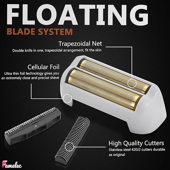 Replacement Heads for Andis Shaver Pro-Foil &amp Lithium - Super Soft Gold Titanium Cutters for Andis Foil Shaver Replacement TS1 17150 17235 17220 TS2 17200 Compatible with Razor Blades