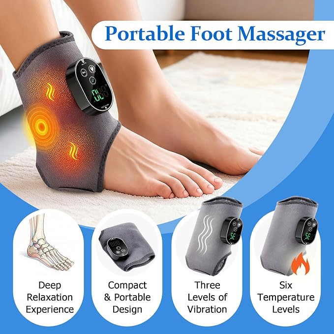 Version 3-in-1 Foot Massager with Super Long Battery Life USB Charging Port Black 3 Vibration Modes 6-Speed Temperature Control Circulation and Pain Relief for Foot Relaxation (Grey 2Pack)