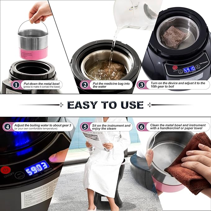 Yoni Seat Kit Steaming Seat with Yoni Herbs (20 Bags) &amp U Cushion V Steam at Home Kit for Feminine Odor PH Balance Postpartum Care Cleansing and Moisturize Support
