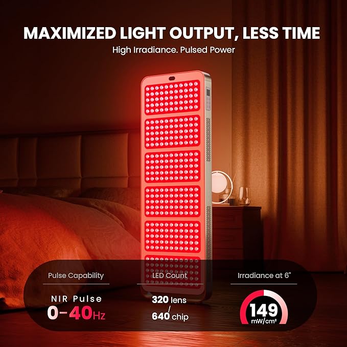 Red Light Therapy Panel - 660nm &amp 850nm Infrared Light Therapy Lamp with Smart App Control 330 LEDs High Power Device at Home for Body Face Recovery Skin Health 650W (PRO650)