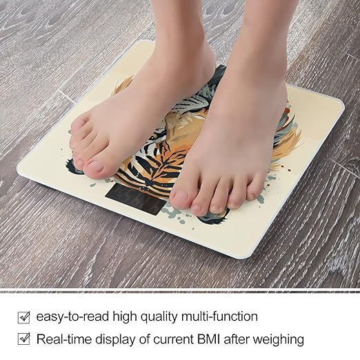 Digital Bathroom Scale for Body Weight Scale with Bright LCD Display High Accuracy Step-On Technology Auto On/Off Year of The Tiger Tiger Face Digital Scales 400 Lbs /180kg