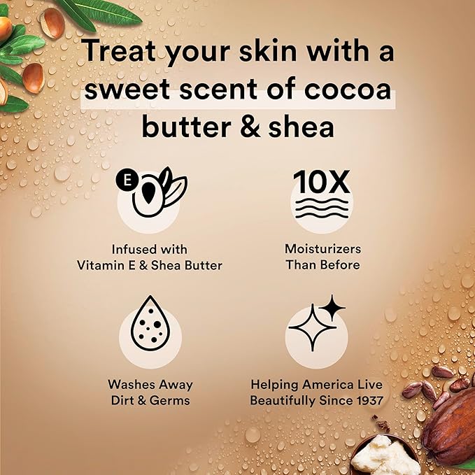 Suave Moisturizing Body Wash Cocoa Butter and Shea with Vitamin E Extract No Parabens No Phtahaltes 18 Oz (Pack of 12)