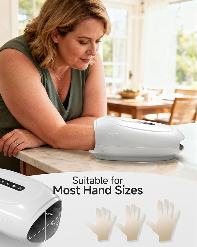 Cordless Hand Massager with Heat &amp Compression Vibration and Rolling 3 Modes &amp Intensities Heated Finger Wrist Massage for arthritis and carpal tunnel Hand Warmer Valentines Day Gifts for H