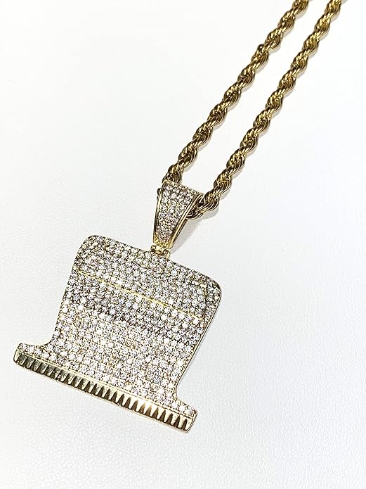 barber RAZOR BLADE Pendant Men Women 925 Gold Finish Iced Gold Barber Razor Electric Shaver Straight Edge Pendant Charm Necklace Ice Out Pendant Stainless Steel Real 3 mm Rope Chain Necklace