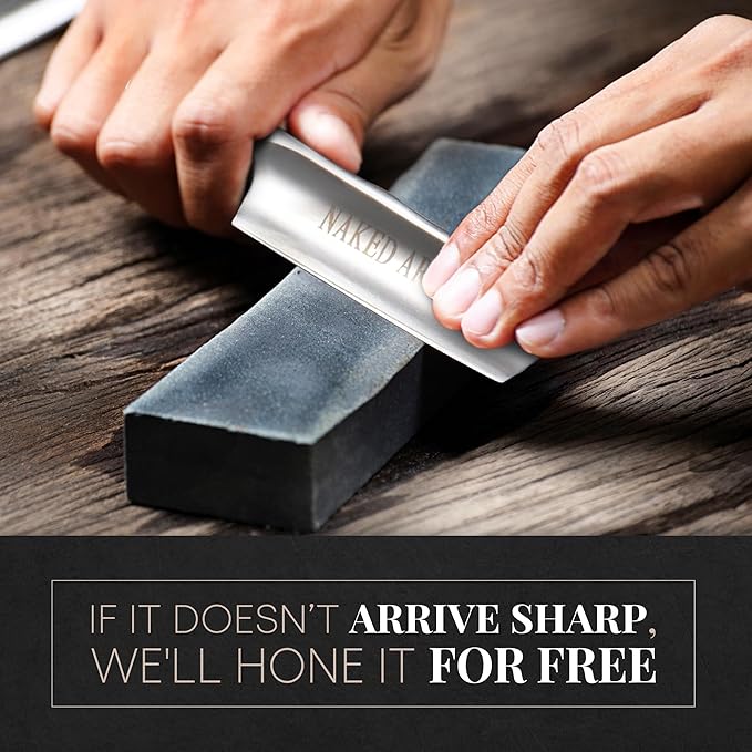 Naked Armor Lac Straight Razor - Shave Ready 7/8 Spike Nose Japanese Steel Straight Razors for Men with Sandalwood Scale Case Included Close Shave