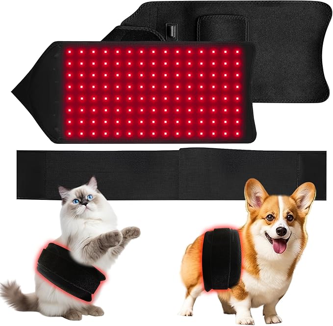 PetWell Comfort Belt: 120 LED Dog &amp Cat Red Light Therapy Belt - Portable Infrared Light Wrap for Back Hips Knees | Soothing Mat Pad Device for Arthritis &amp Pain Relief in Pets