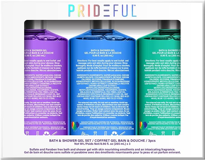 Prideful 3pc Scented Bath &amp Shower Gel Set (265ml) X 3 (Sage &amp Citrus Green Tea &amp Honey Lavender &amp Sandalwood)