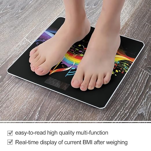 Rainbow Musical Note Melody Weight Scale Digital Electronic Scales Bathroom Scale Larg LCD Backlight Display High Precisio MeasurementsTempered Glass