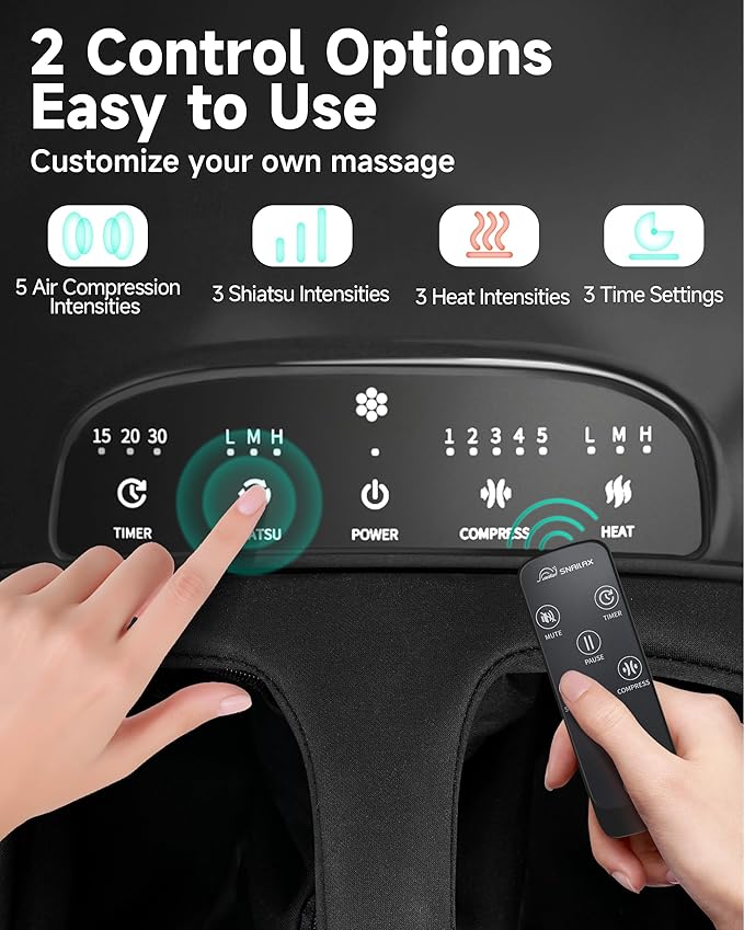 Snailax Shiatsu Foot Massager Plantar Fasciitis NeuropathyFeet Massage Machine with HeatKneadingRollingScratchRemote ControlFeet Warmer/HeaterGift for Dad