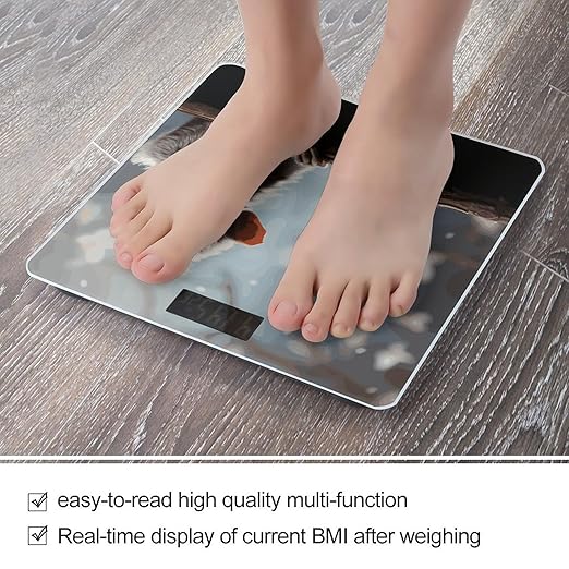 Digital Bathroom Scale for Body Weight Scale with Bright LCD Display High Accuracy Step-On Technology Auto On/Off Cute Monkey Digital Scales 400 Lbs /180kg